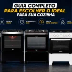 Banner com o título Guia Completo para escolher o ideal para sua cozinha mostrando os melhores fogões 5 bocas de 2026 alinhados lado a lado