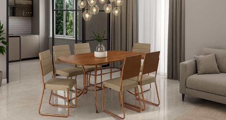 Sala de Jantar com Mesa e 6 Cadeiras Fênix Carraro