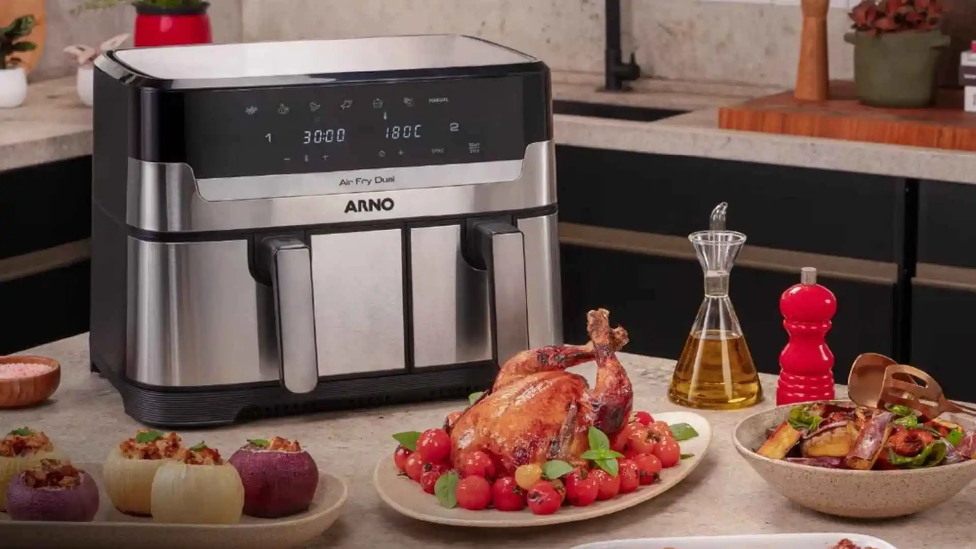 Fritadeira sem Óleo Airfryer Arno Dual