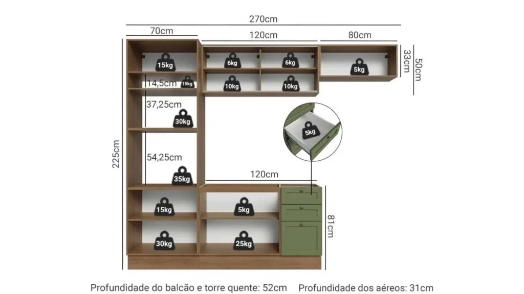 Armário de Cozinha Vik Madesa 03