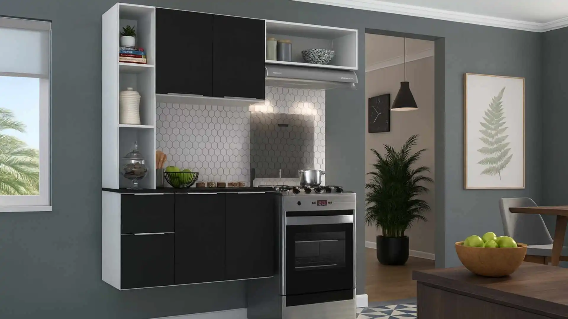 Armário de Cozinha Compacta e Balcão MP2001 Sofia Multimóveis