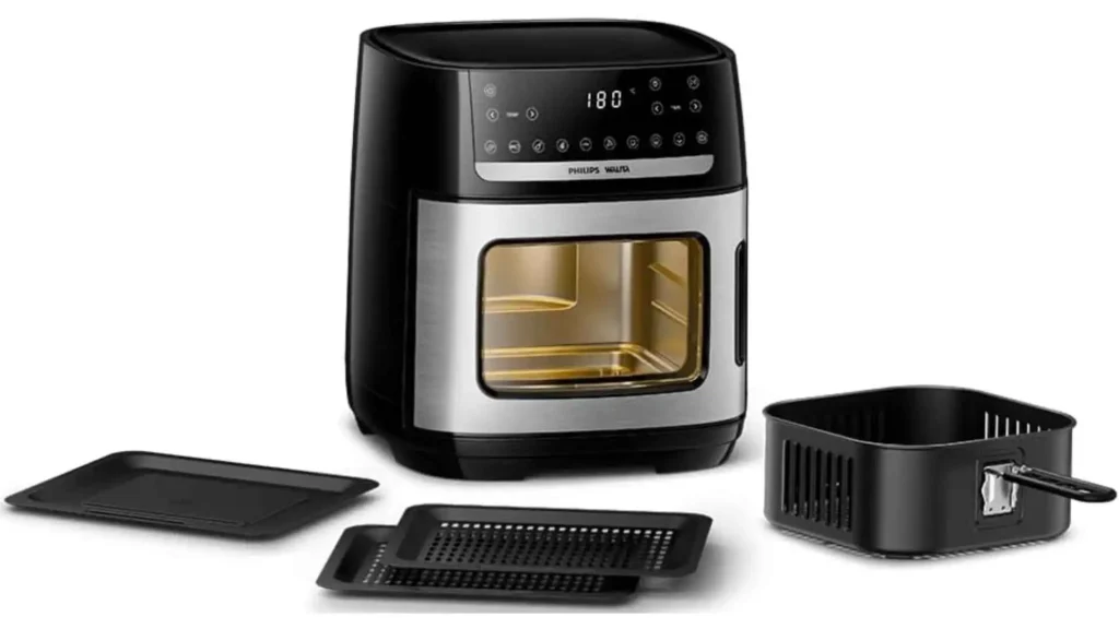 Airfryer Forno Philips Walita AI551/09 aberta com duas bandejas de fluxo de ar e cesto antiaderente