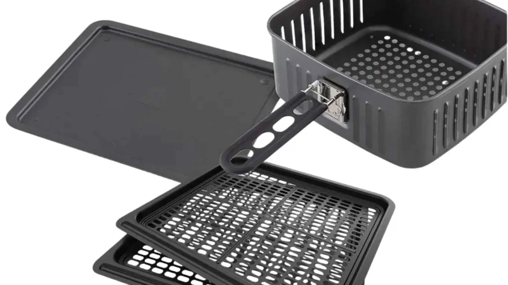 Kit de acessórios da Air Fryer Oven Philco 12L PFR2200 incluindo 2 assadeiras rasas, cesto antiaderente e bandeja coletora