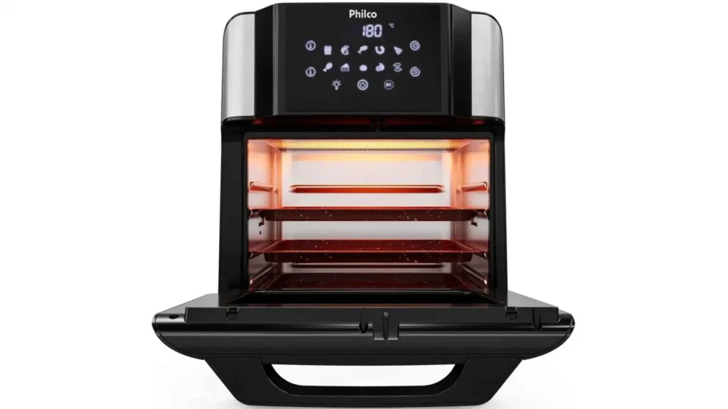 Painel digital touch e luz interna da Air Fryer Oven Philco 15L Redstone PAF15A