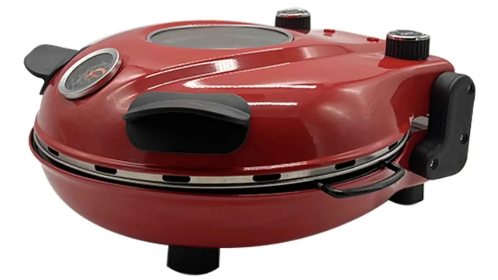 Forno de Pizza Labravia Davvero elétrico e portátil na cor vermelha com pedra refratária de 32cm