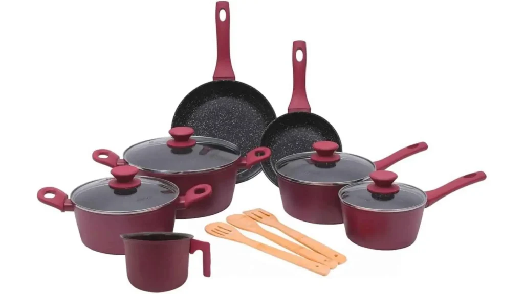 Jogo de panelas Mimo Style 10 peças na cor Vermelho Rubi com revestimento antiaderente cerâmico