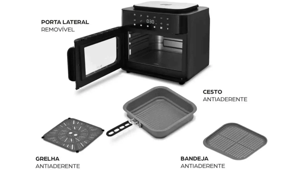 Conjunto de acessórios da WAP Air Fry Multi-Comb 16L com revestimento antiaderente GrayStone