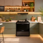 Fogão Brastemp 5 Bocas BFS5GDR cor inox instalado em uma cozinha moderna com armários planejados