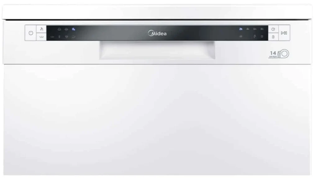 Painel de controle com botões e display digital da Lava-Louças 14 Serviços Midea Branca