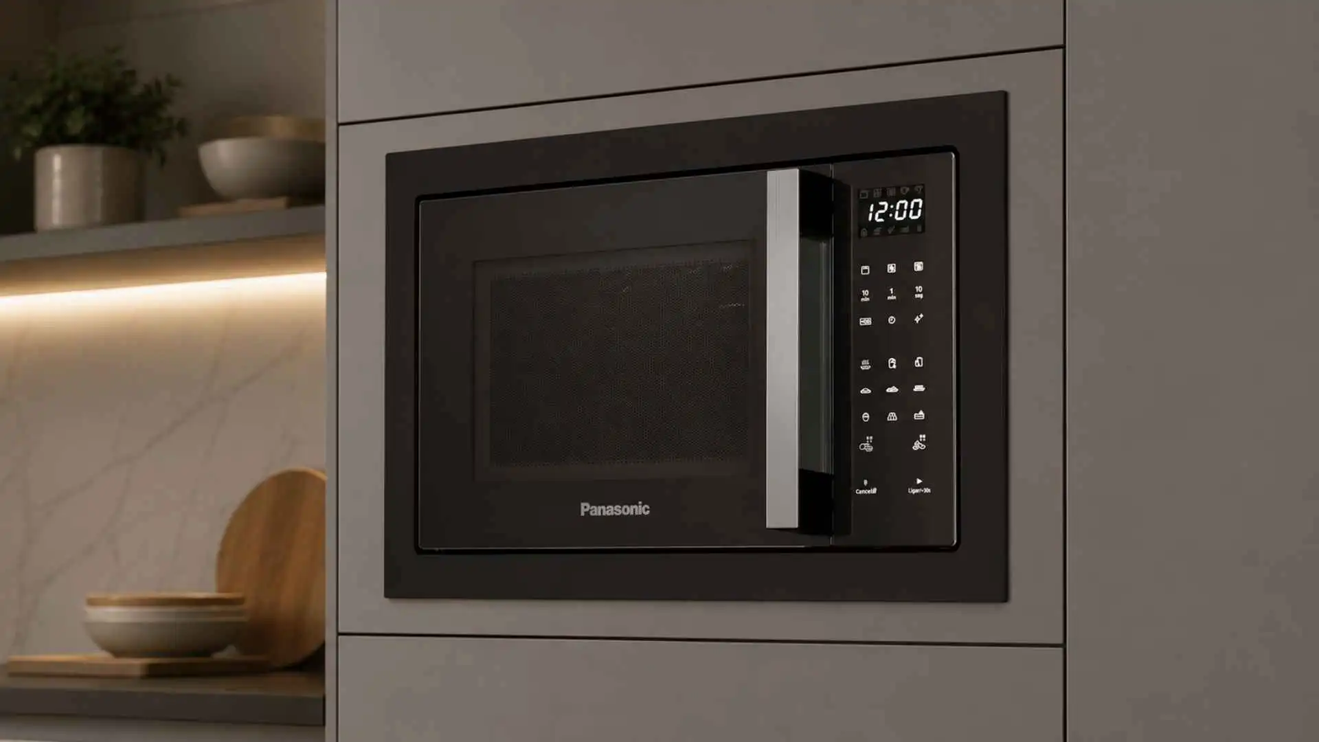 Micro-ondas de embutir Panasonic NN-GB68HSRUK 30L instalado na torre quente