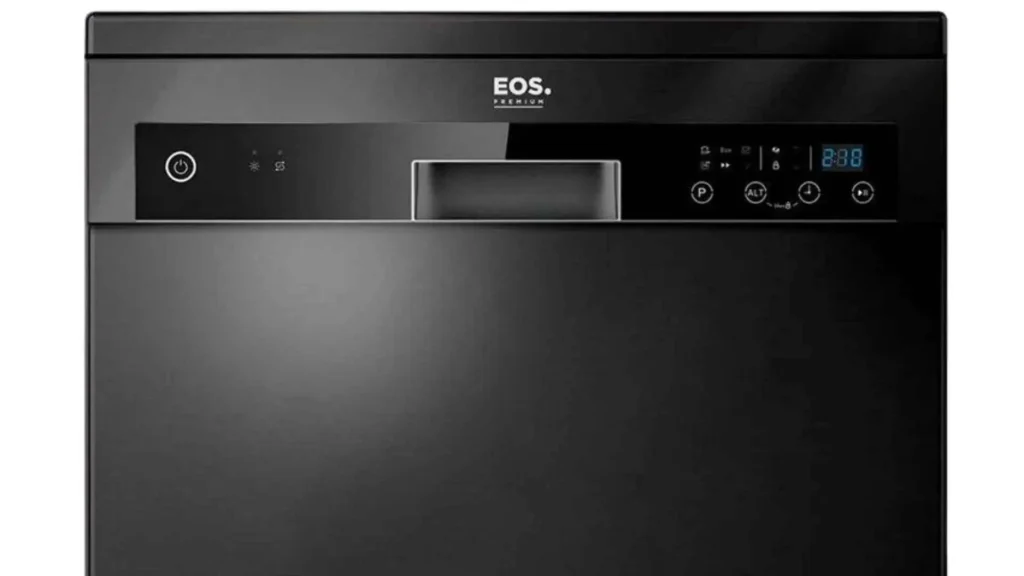Painel digital touch e puxador frontal da lava-louças 14 serviços EOS ELL14P preta