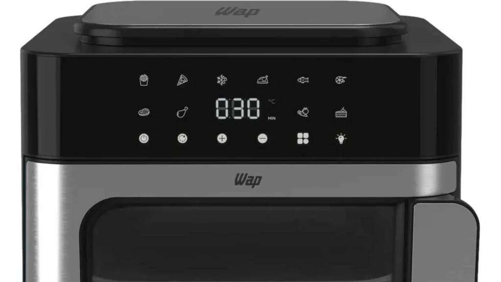 Painel digital touch da WAP Air Fry Multi-Comb 16L com 10 funções pré-programadas