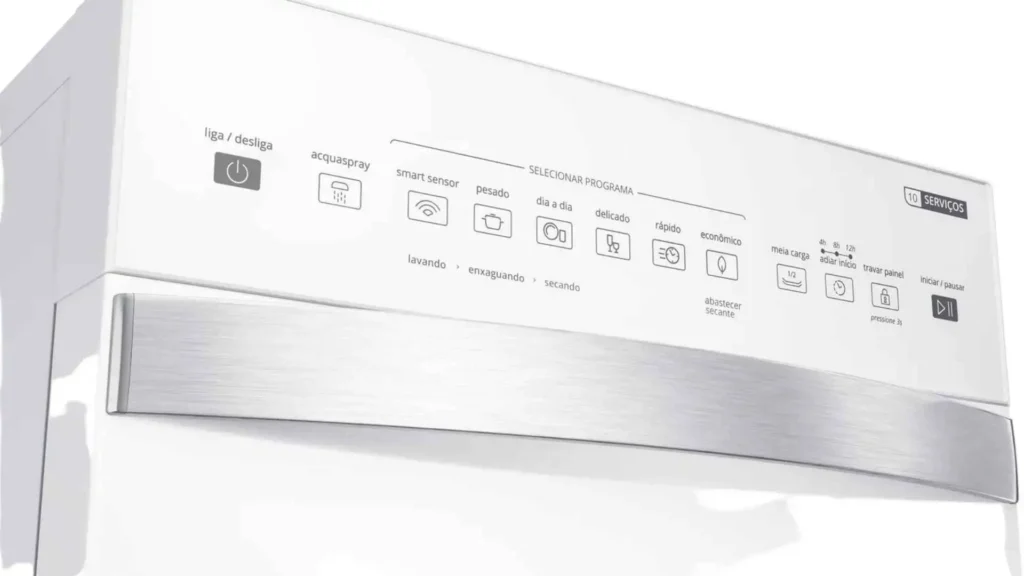 Painel de controle digital da Lava-Louças Brastemp BLF10BB 10 Serviços com funções e programas