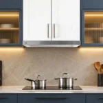 Depurador e Exaustor Philco PDR65I retrátil instalado em armário suspenso sobre cooktop em cozinha planejada
